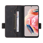 For Xiaomi Redmi Note 12 4G Hardware Decor Wallet Stand Cover Anti-scratch Magnetic PU Leather Anti-drop Case