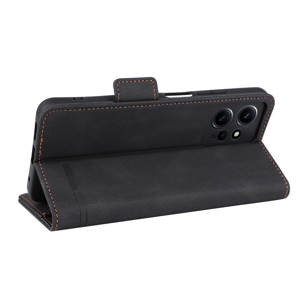 For Xiaomi Redmi Note 12 4G Hardware Decor Wallet Stand Cover Anti-scratch Magnetic PU Leather Anti-drop Case