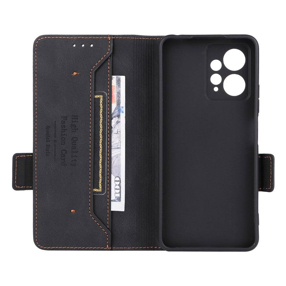 For Xiaomi Redmi Note 12 4G Hardware Decor Wallet Stand Cover Anti-scratch Magnetic PU Leather Anti-drop Case