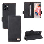 For Xiaomi Redmi Note 12 4G Hardware Decor Wallet Stand Cover Anti-scratch Magnetic PU Leather Anti-drop Case