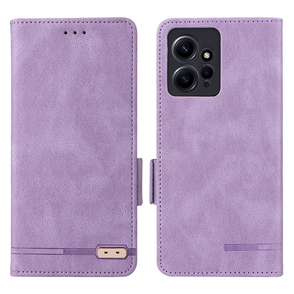 For Xiaomi Redmi Note 12 4G Hardware Decor Wallet Stand Cover Anti-scratch Magnetic PU Leather Anti-drop Case