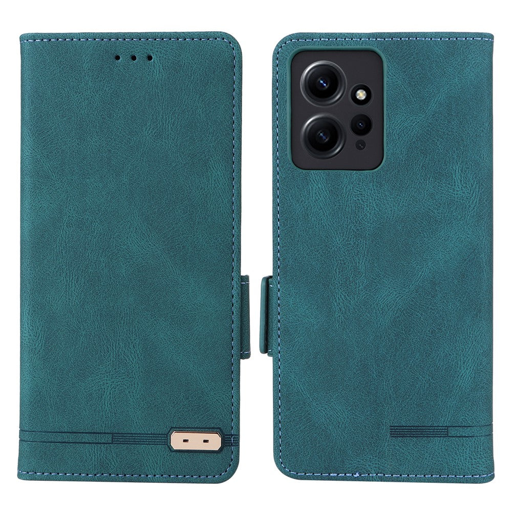 For Xiaomi Redmi Note 12 4G Hardware Decor Wallet Stand Cover Anti-scratch Magnetic PU Leather Anti-drop Case