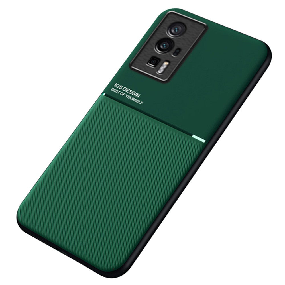 Xiaomi Poco F5 Pro 5G / Redmi K60 Pro 5G / K60 5G TPU-mobilcover i PU-læder med prægede linjer, faldsikring og stødbeskyttelse