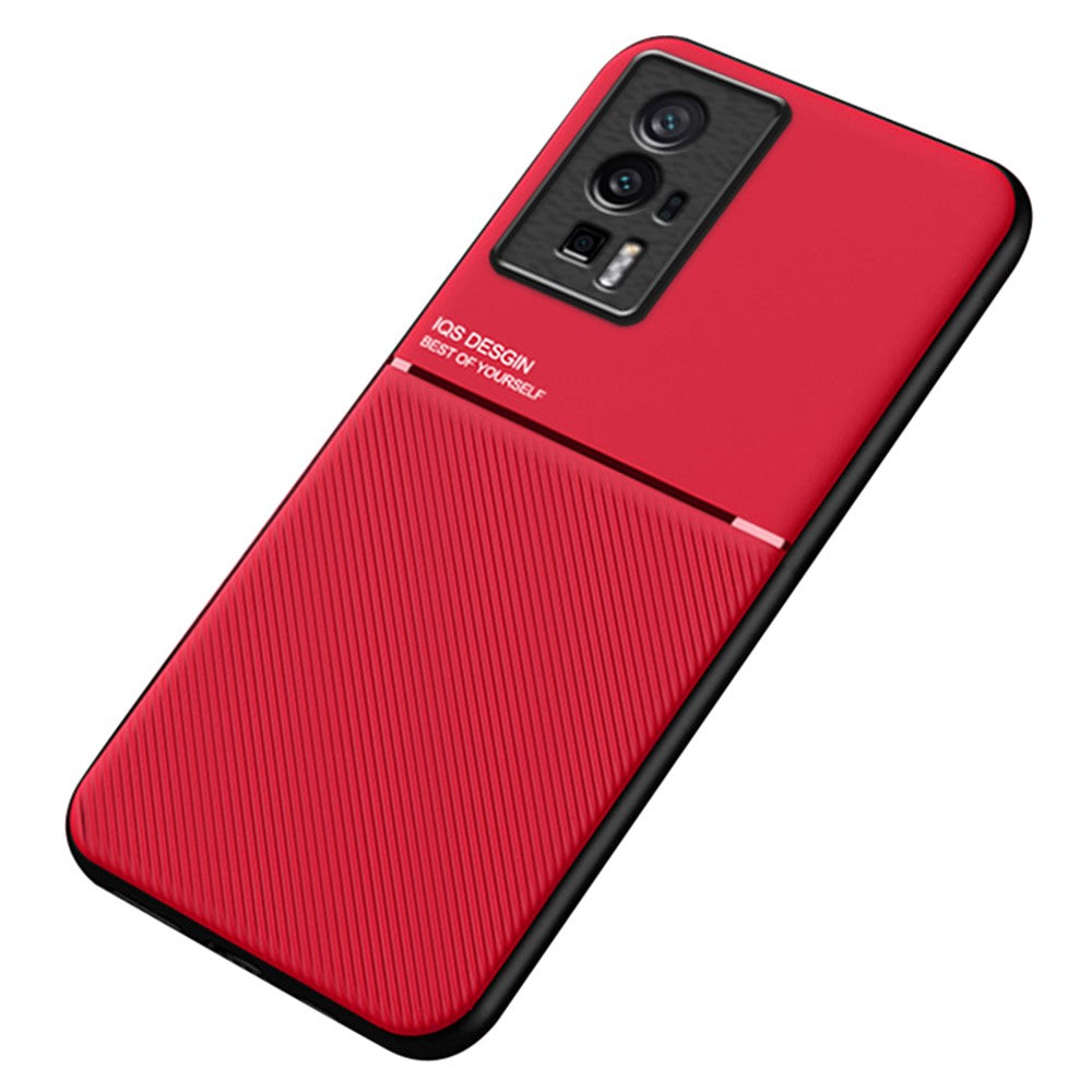 Xiaomi Poco F5 Pro 5G / Redmi K60 Pro 5G / K60 5G TPU-mobilcover i PU-læder med prægede linjer, faldsikring og stødbeskyttelse