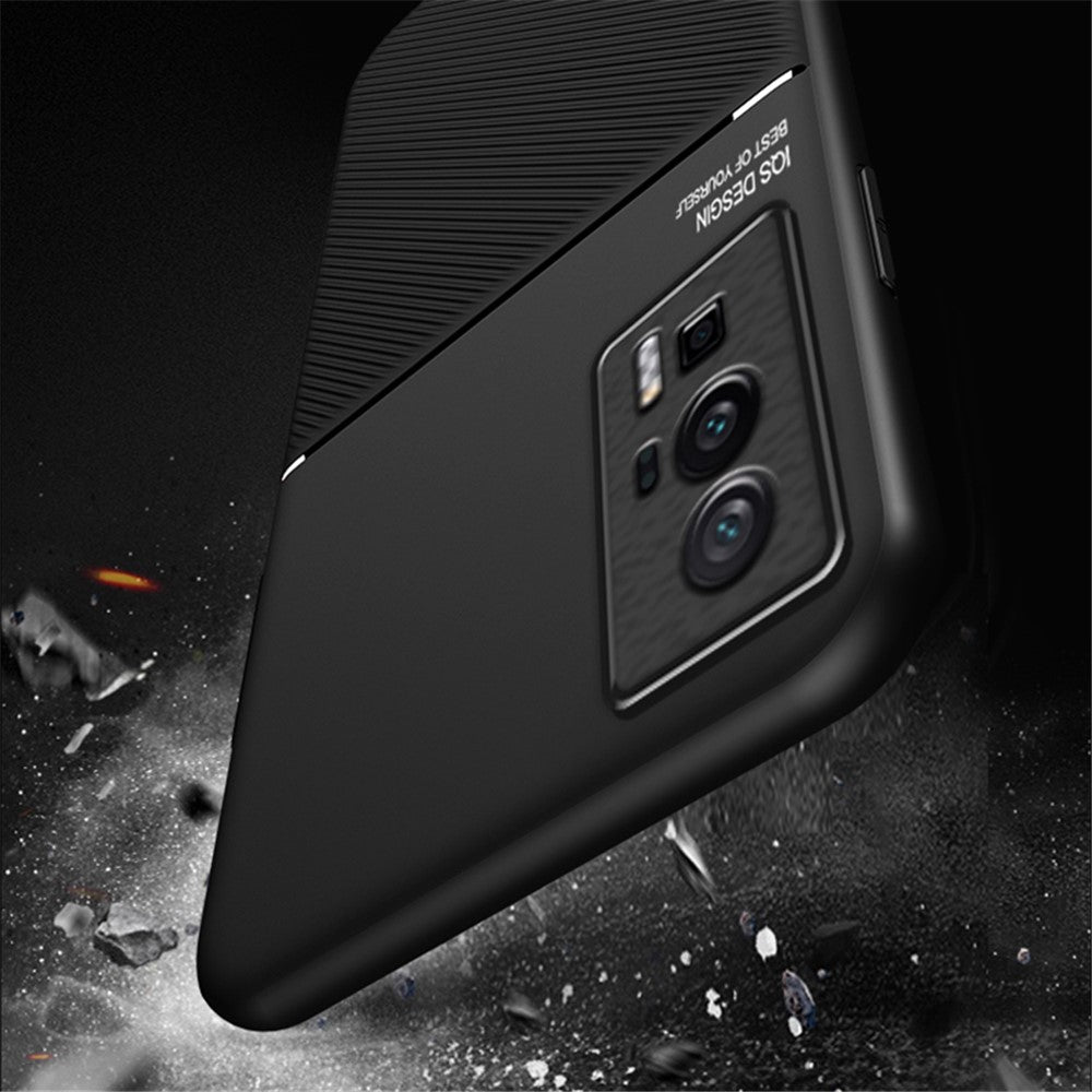 Xiaomi Poco F5 Pro 5G / Redmi K60 Pro 5G / K60 5G TPU-mobilcover i PU-læder med prægede linjer, faldsikring og stødbeskyttelse