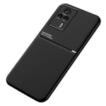 PU Leather TPU Case for Xiaomi Redmi K60E 5G Shockproof Case Lines Imprinted Anti-Drop Phone Cover