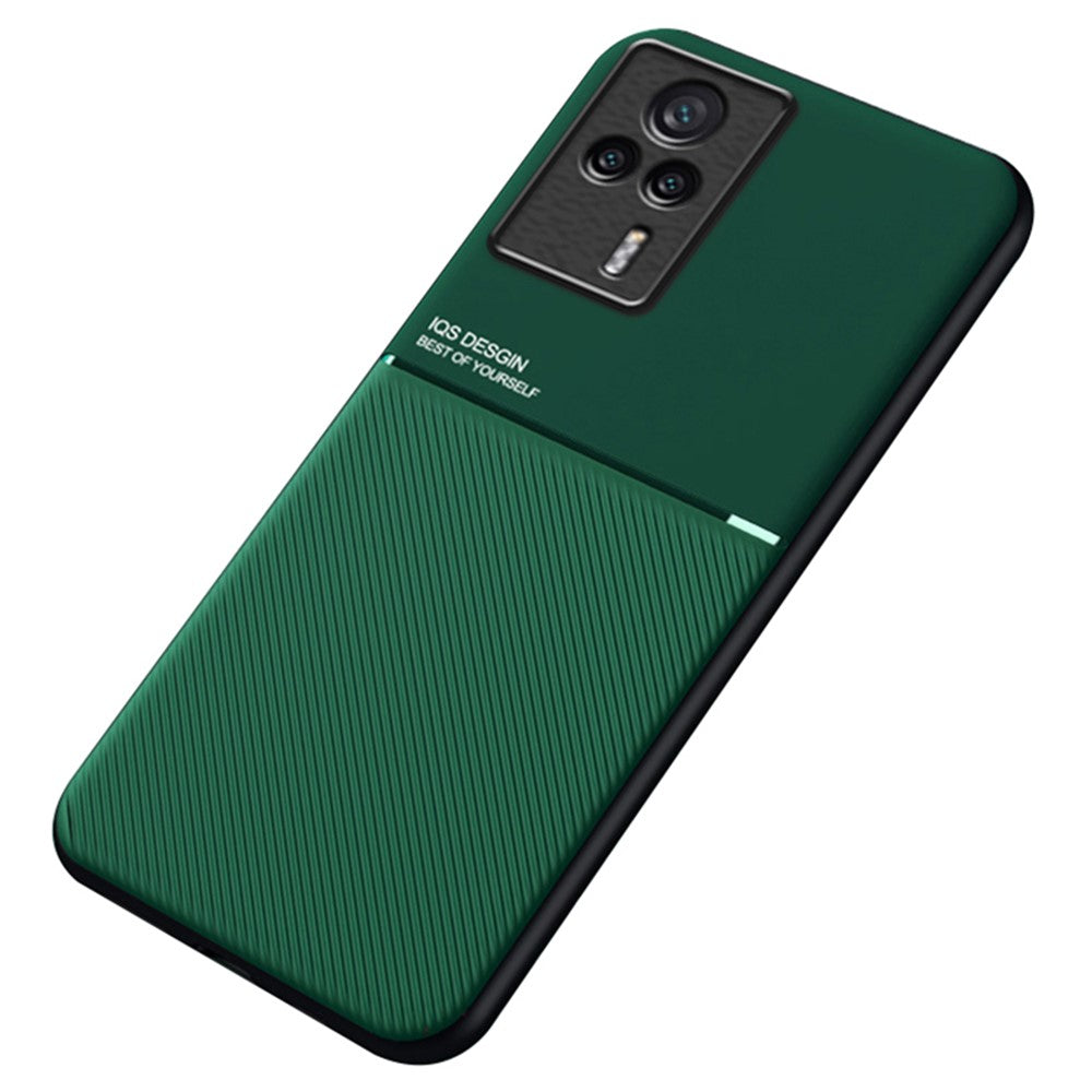 PU Leather TPU Case for Xiaomi Redmi K60E 5G Shockproof Case Lines Imprinted Anti-Drop Phone Cover