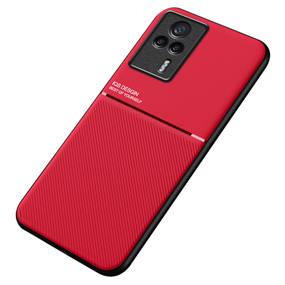 PU Leather TPU Case for Xiaomi Redmi K60E 5G Shockproof Case Lines Imprinted Anti-Drop Phone Cover
