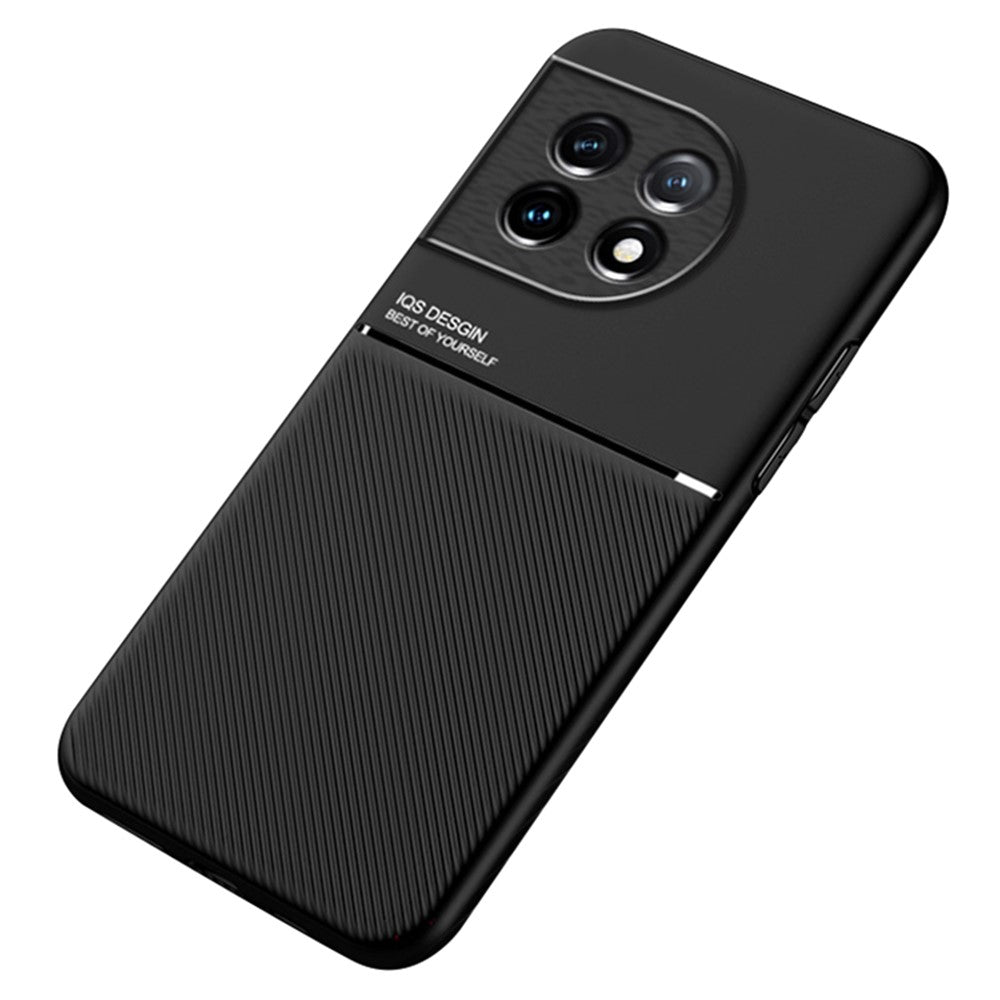 Slankt cover med præget linjemønster til OnePlus 11 5G, PU-læder og TPU, ridsefast mobilbeskyttelse