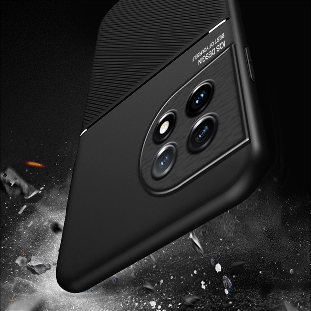 Slankt cover med præget linjemønster til OnePlus 11 5G, PU-læder og TPU, ridsefast mobilbeskyttelse