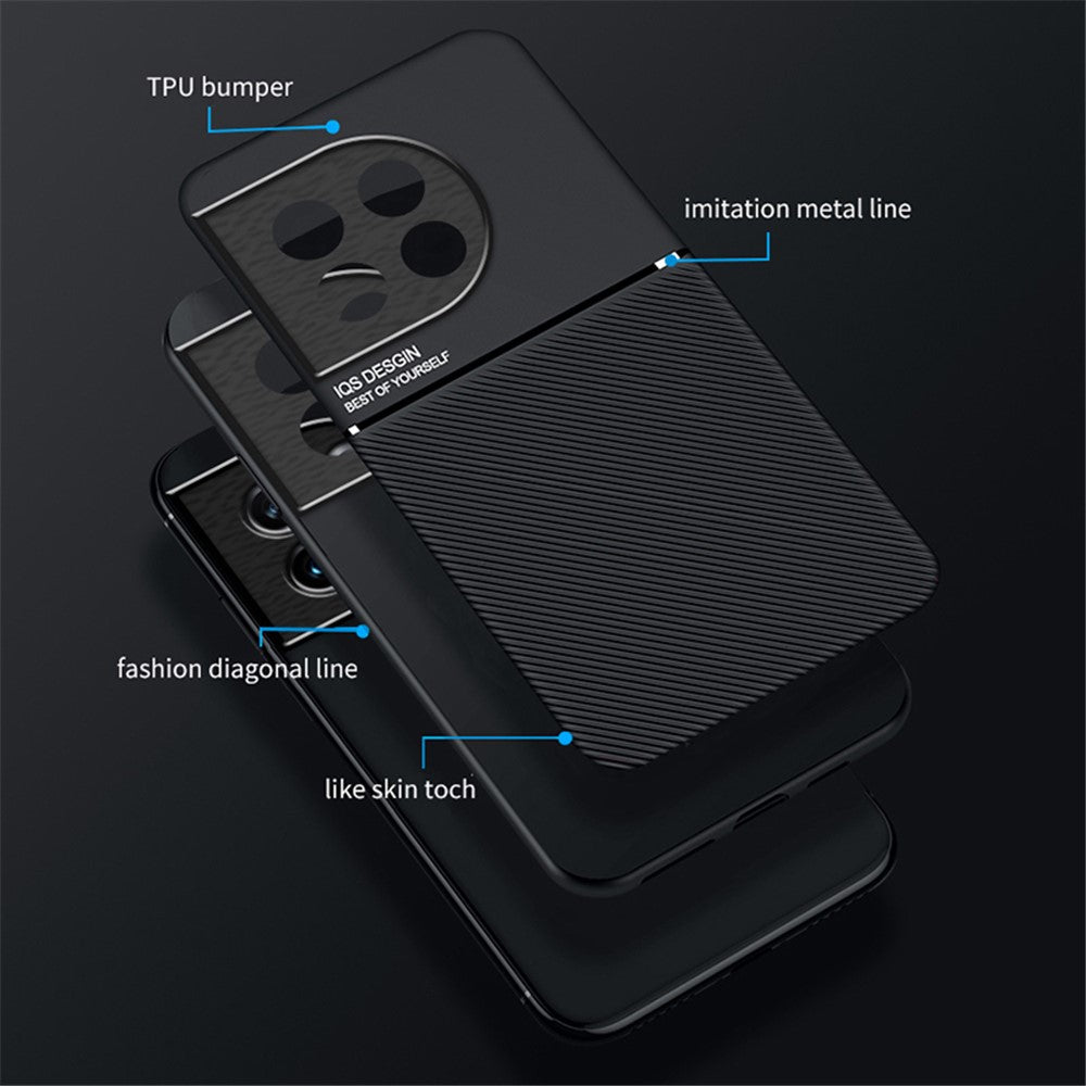Slankt cover med præget linjemønster til OnePlus 11 5G, PU-læder og TPU, ridsefast mobilbeskyttelse