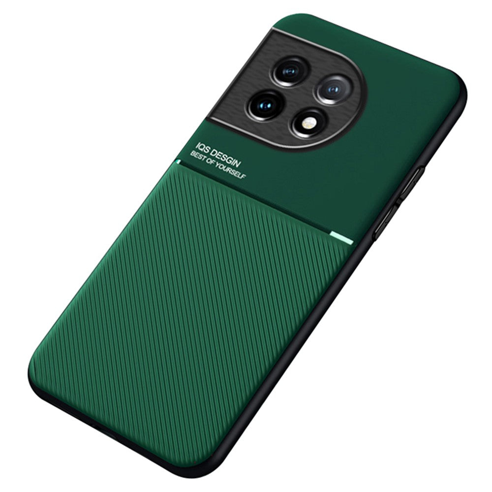 Slankt cover med præget linjemønster til OnePlus 11 5G, PU-læder og TPU, ridsefast mobilbeskyttelse
