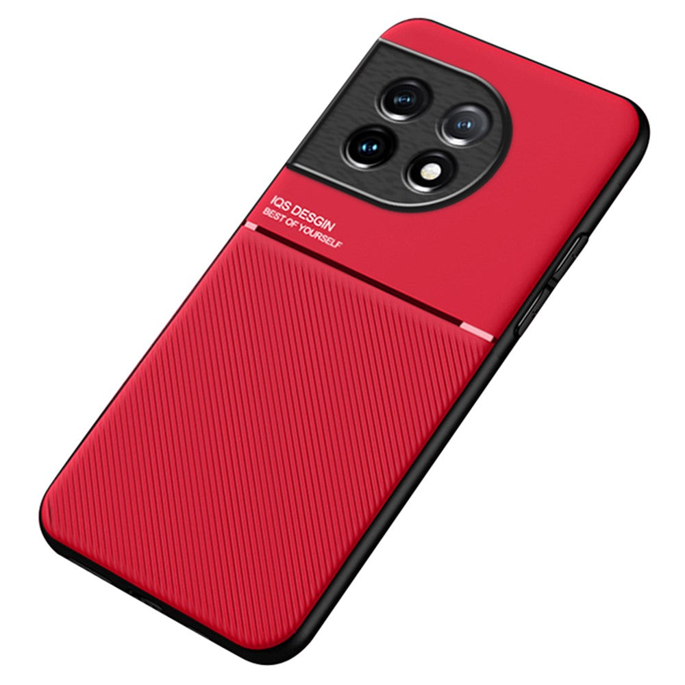 Slankt cover med præget linjemønster til OnePlus 11 5G, PU-læder og TPU, ridsefast mobilbeskyttelse