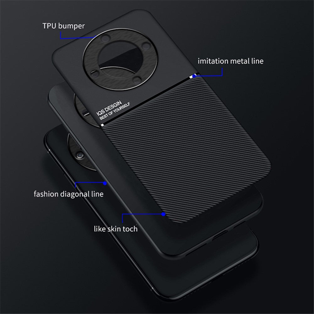 Lines Imprinted Slim Case for Honor X9a 5G Protective Phone Case PU Leather TPU Cover