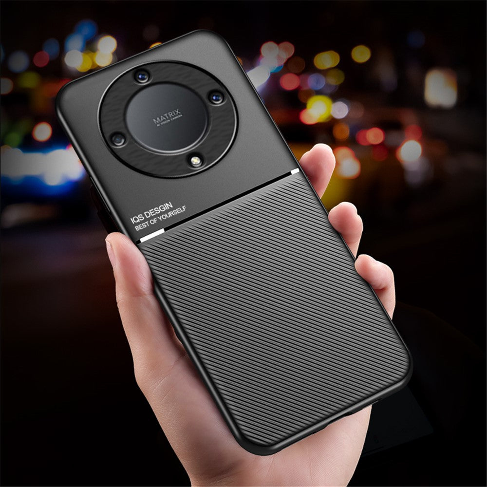 Lines Imprinted Slim Case for Honor X9a 5G Protective Phone Case PU Leather TPU Cover