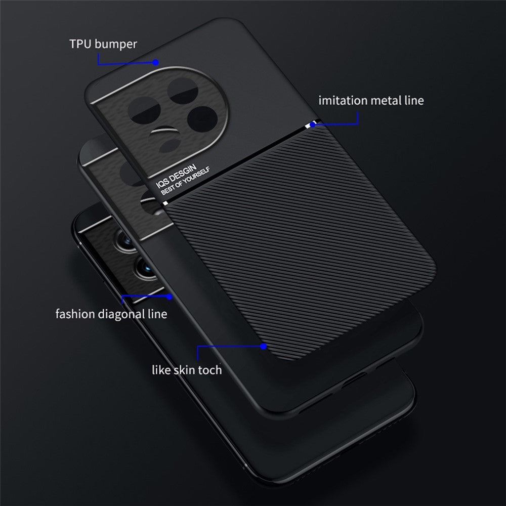 PU-läder TPU-skal till OnePlus Ace 2 5G / 11R 5G Skyddande tunt skal Linjer Präglat mobilskydd