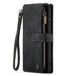 For Samsung Galaxy S23 Phone Cases with Strap CASEME C30 Zipper Multiple Card Holder PU Leather Cover