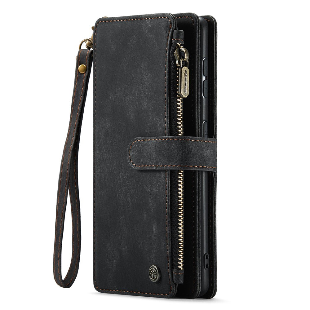 For Samsung Galaxy S23 Phone Cases with Strap CASEME C30 Zipper Multiple Card Holder PU Leather Cover