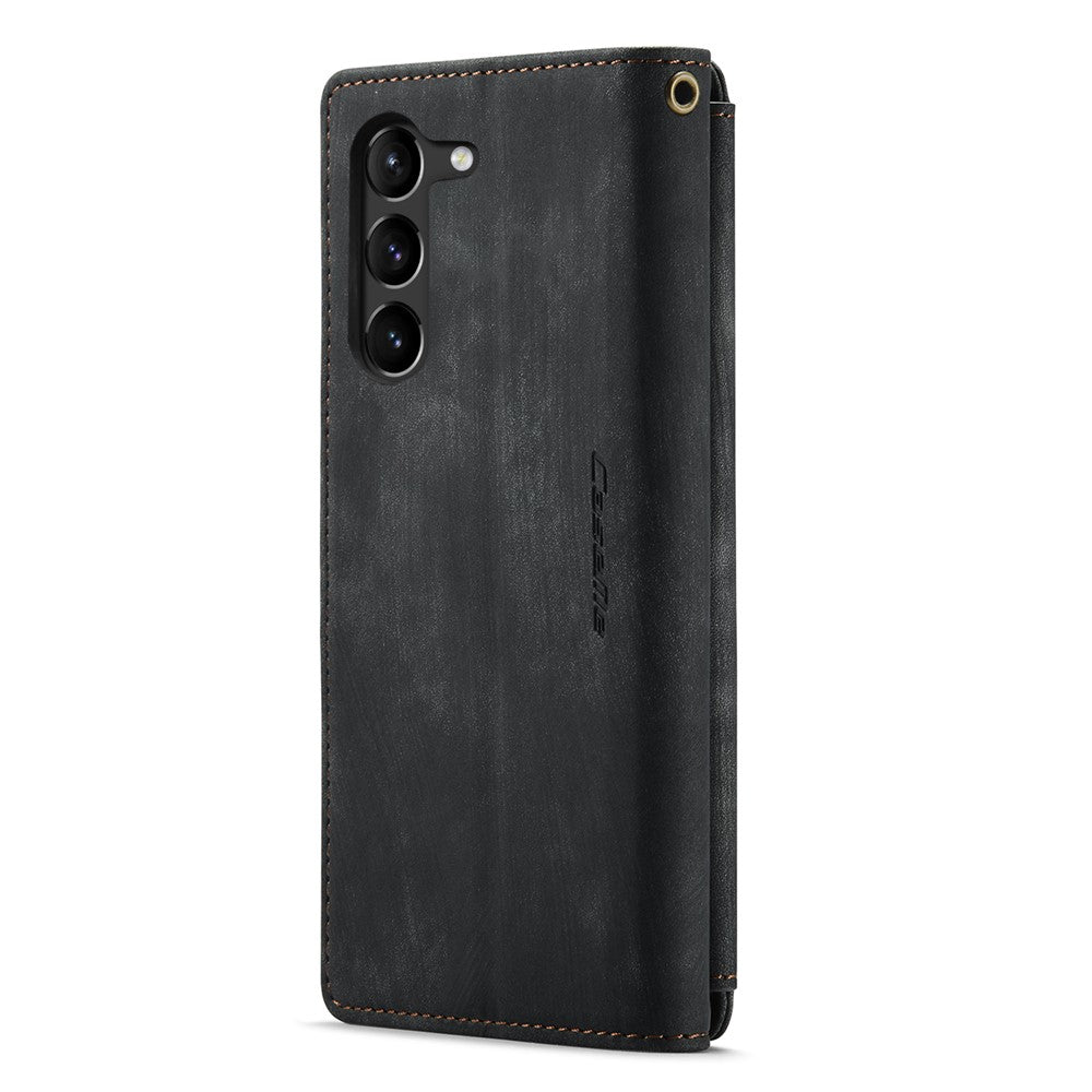 For Samsung Galaxy S23 Phone Cases with Strap CASEME C30 Zipper Multiple Card Holder PU Leather Cover