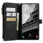 For Samsung Galaxy S23 Phone Cases with Strap CASEME C30 Zipper Multiple Card Holder PU Leather Cover