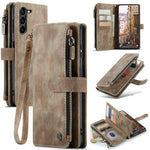 For Samsung Galaxy S23 Phone Cases with Strap CASEME C30 Zipper Multiple Card Holder PU Leather Cover