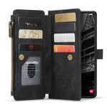 For Samsung Galaxy S23+ Phone Cases with Strap CASEME C30 Zipper Multiple Card Holder PU Leather Cover