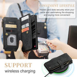 For Samsung Galaxy S23+ Phone Cases with Strap CASEME C30 Zipper Multiple Card Holder PU Leather Cover