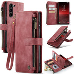 For Samsung Galaxy S23+ Phone Cases with Strap CASEME C30 Zipper Multiple Card Holder PU Leather Cover