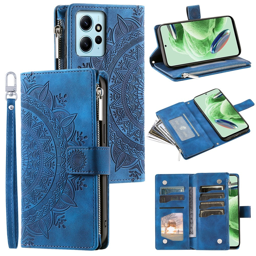 For Xiaomi Redmi Note 12 4G Leather Flip Cover Mandala Flower Pattern Wallet Phone Case