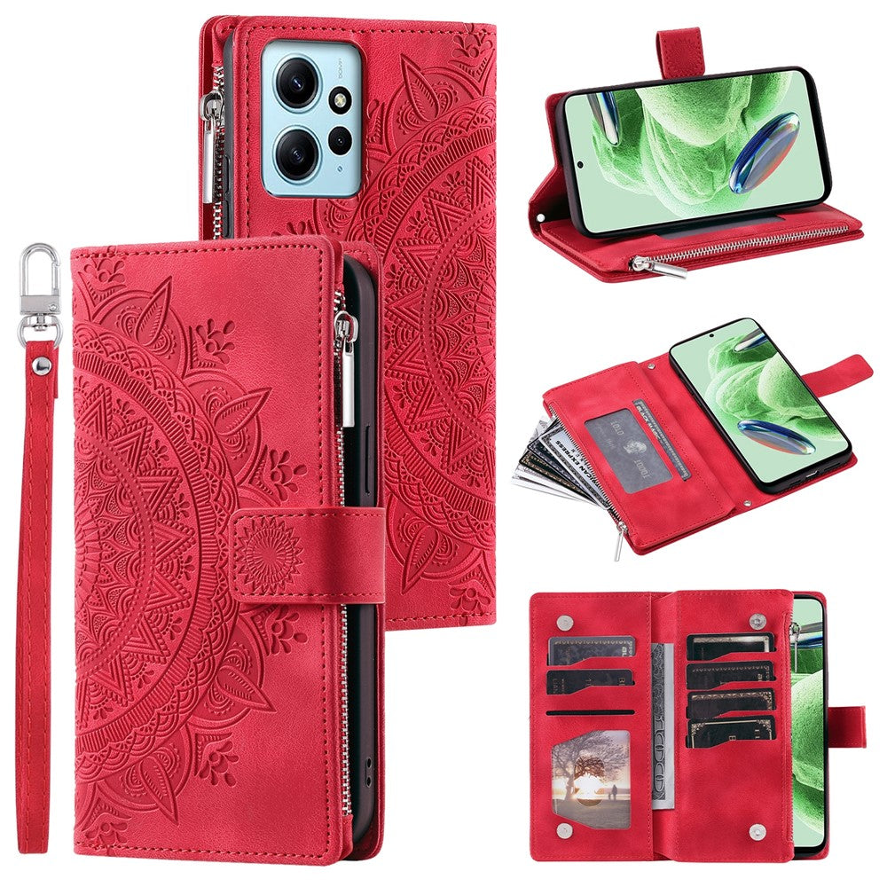 For Xiaomi Redmi Note 12 4G Leather Flip Cover Mandala Flower Pattern Wallet Phone Case