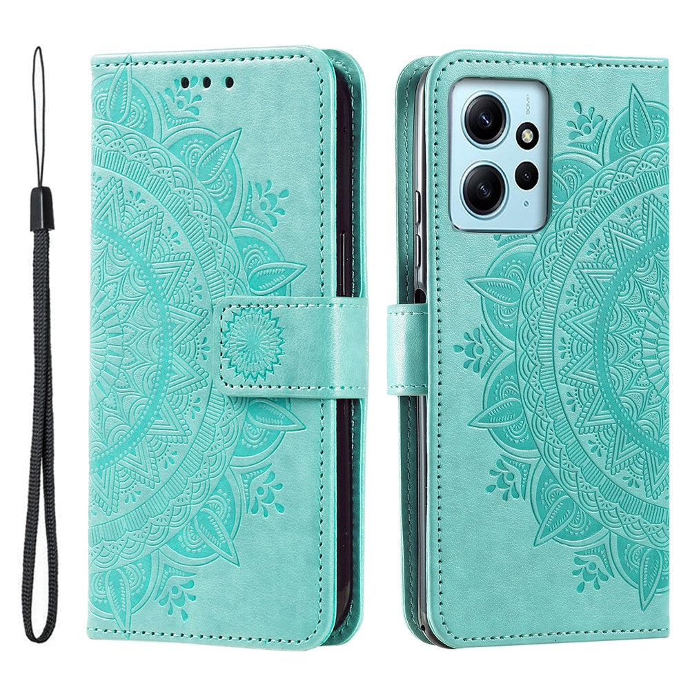 Leather Flip Cover for Xiaomi Redmi Note 12 4G Case Mandala Flower Pattern Wallet Phone Shell