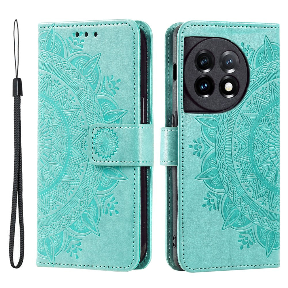 Läderfodral för OnePlus 11 5G Stötsäkert mobilskal Mandala Blommönster Plånboksfodral