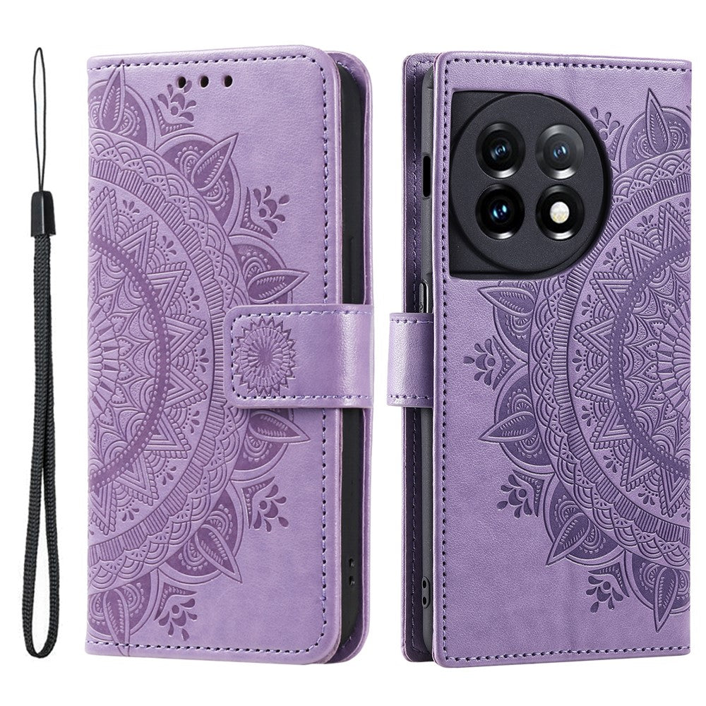 Läderfodral för OnePlus 11 5G Stötsäkert mobilskal Mandala Blommönster Plånboksfodral
