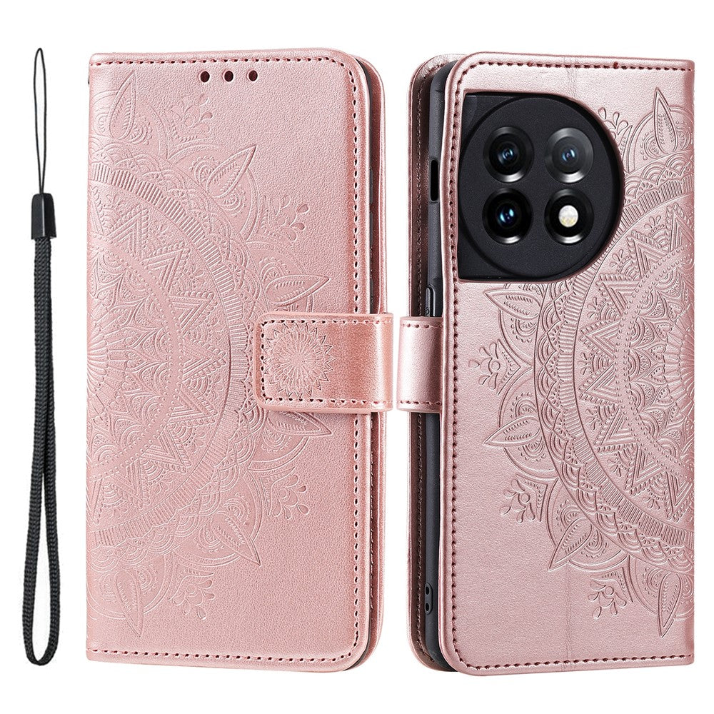 Läderfodral för OnePlus 11 5G Stötsäkert mobilskal Mandala Blommönster Plånboksfodral