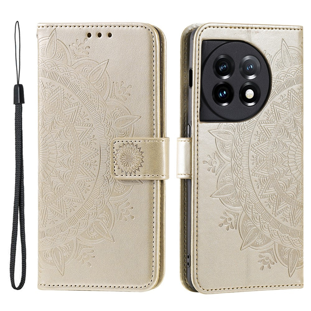 Läderfodral för OnePlus 11 5G Stötsäkert mobilskal Mandala Blommönster Plånboksfodral