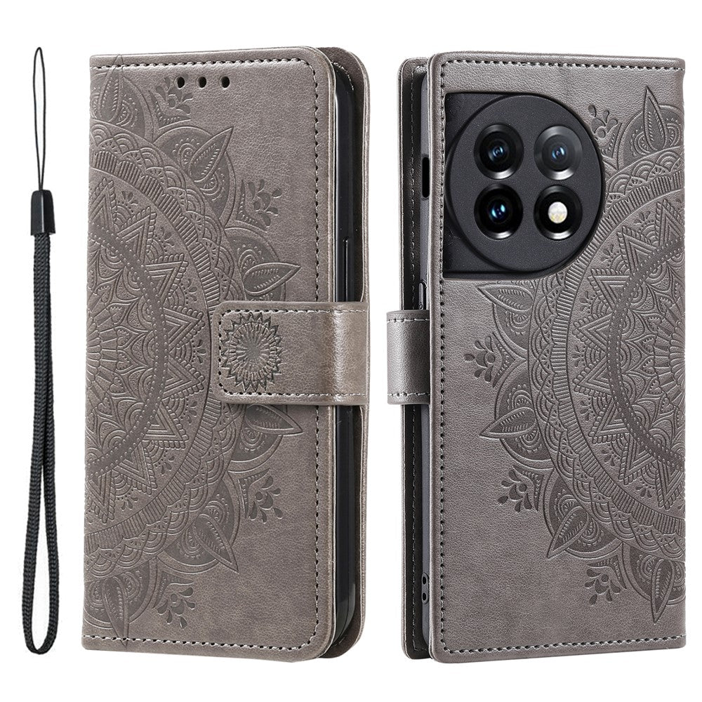 Läderfodral för OnePlus 11 5G Stötsäkert mobilskal Mandala Blommönster Plånboksfodral