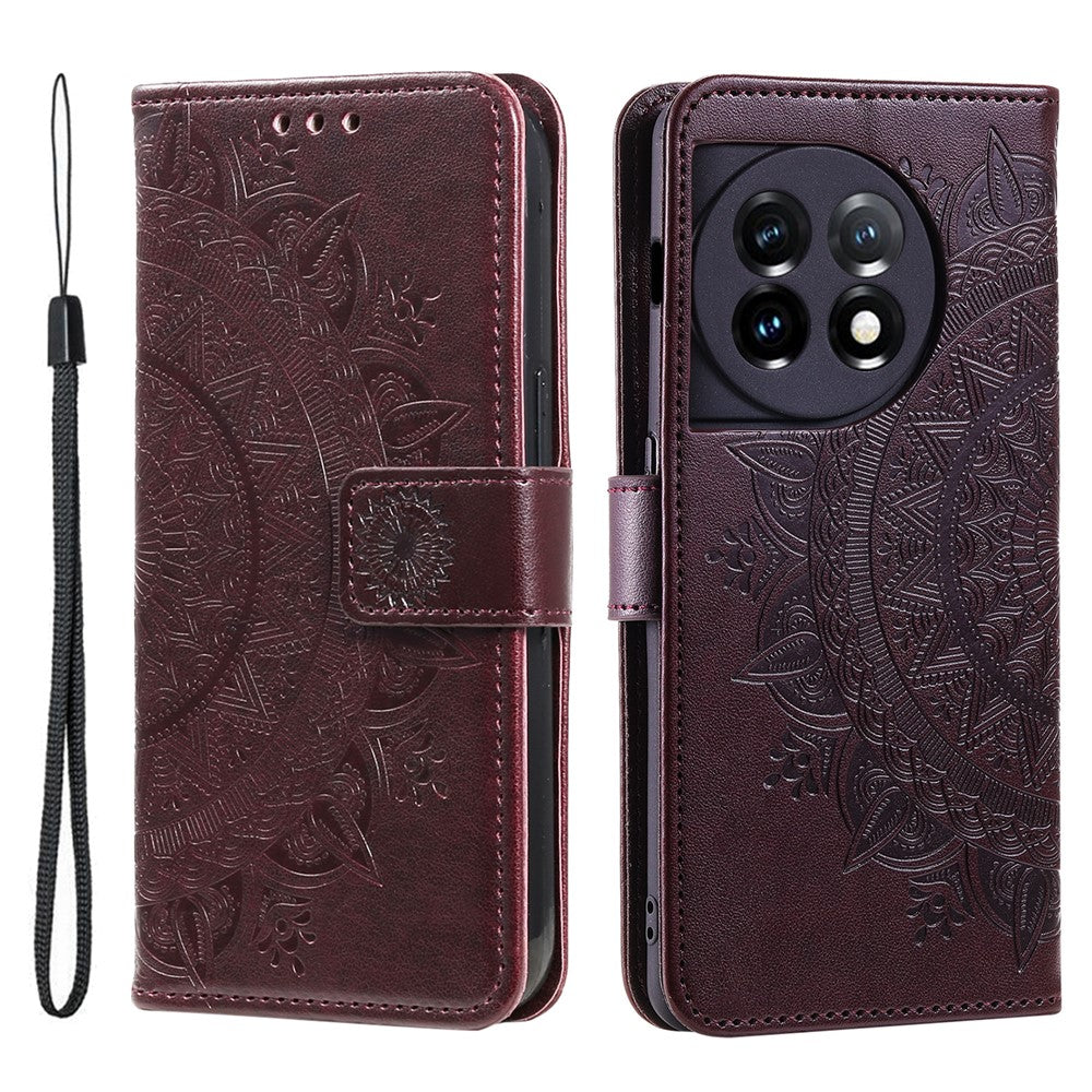 Läderfodral för OnePlus 11 5G Stötsäkert mobilskal Mandala Blommönster Plånboksfodral