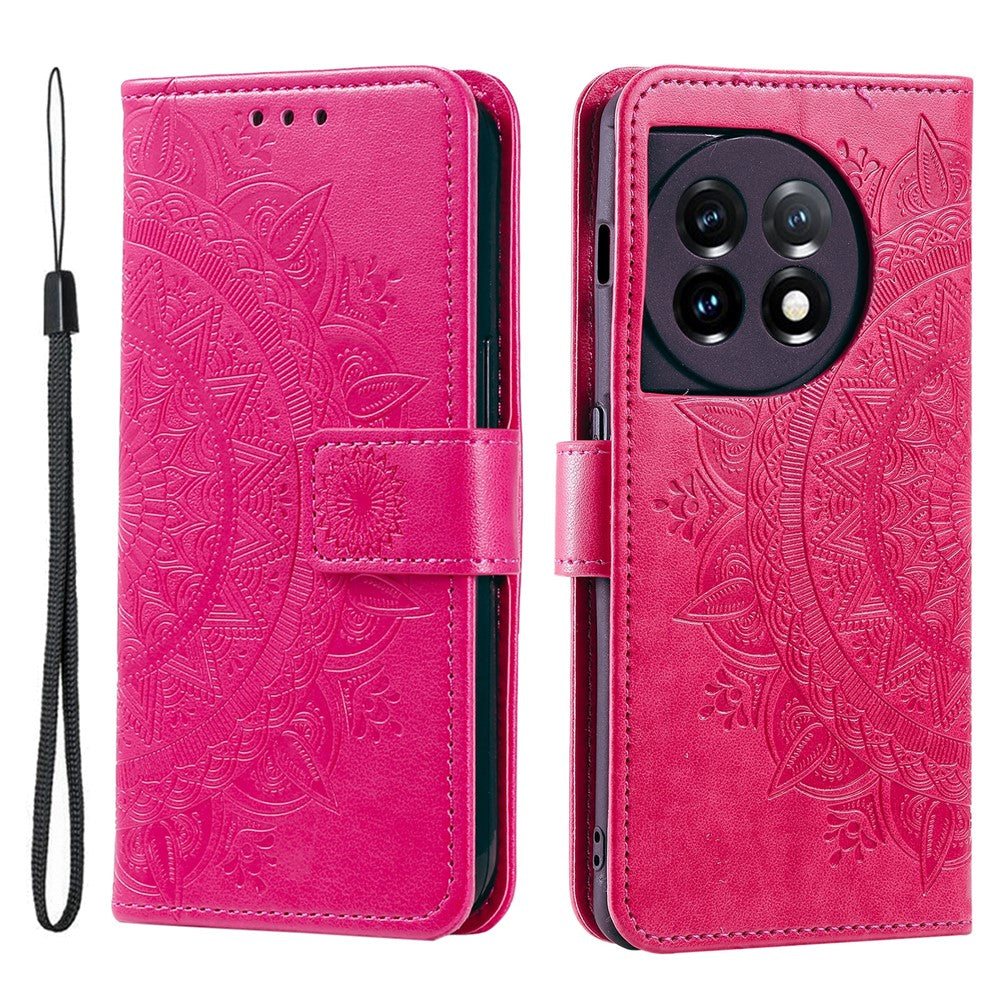 Läderfodral för OnePlus 11 5G Stötsäkert mobilskal Mandala Blommönster Plånboksfodral