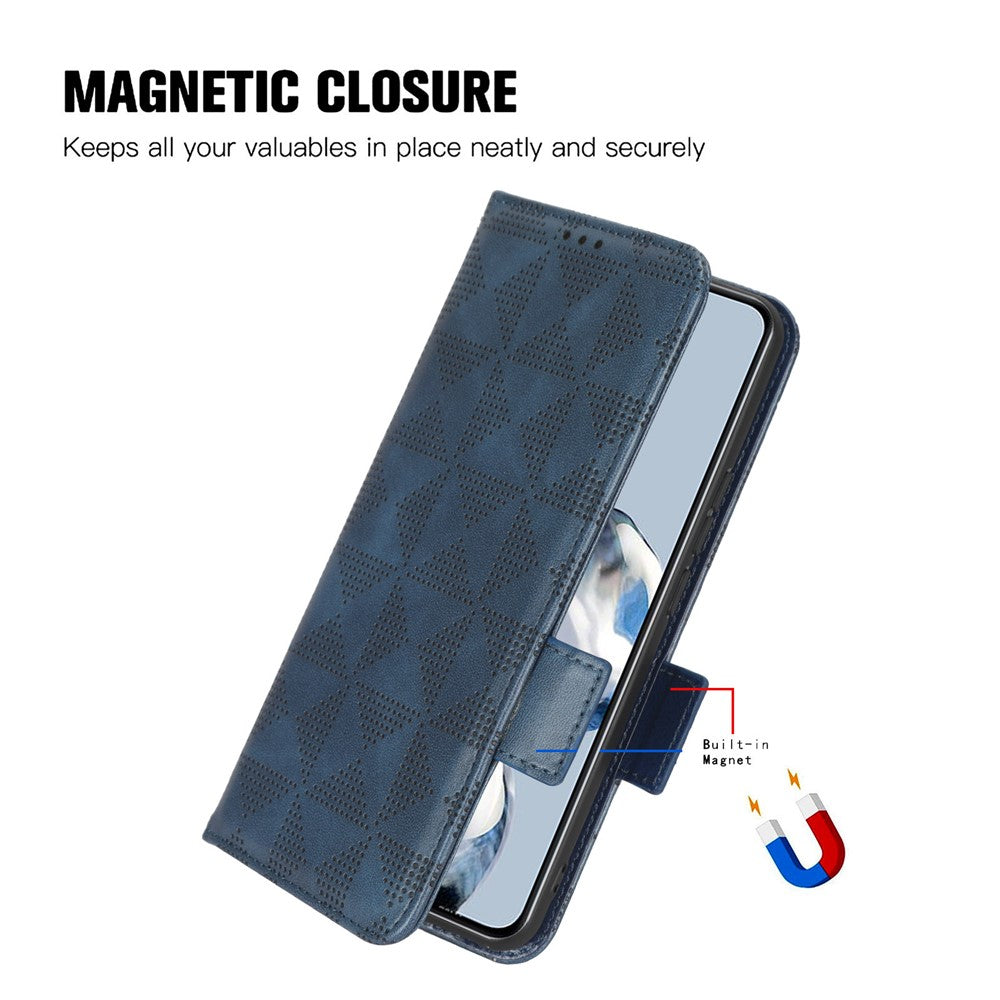 For Samsung Galaxy A24 4G (162.1 x 77.6 x 8.3mm) Leather Phone Case Imprinted Triangle Anti-Fall Wallet Phone Cover