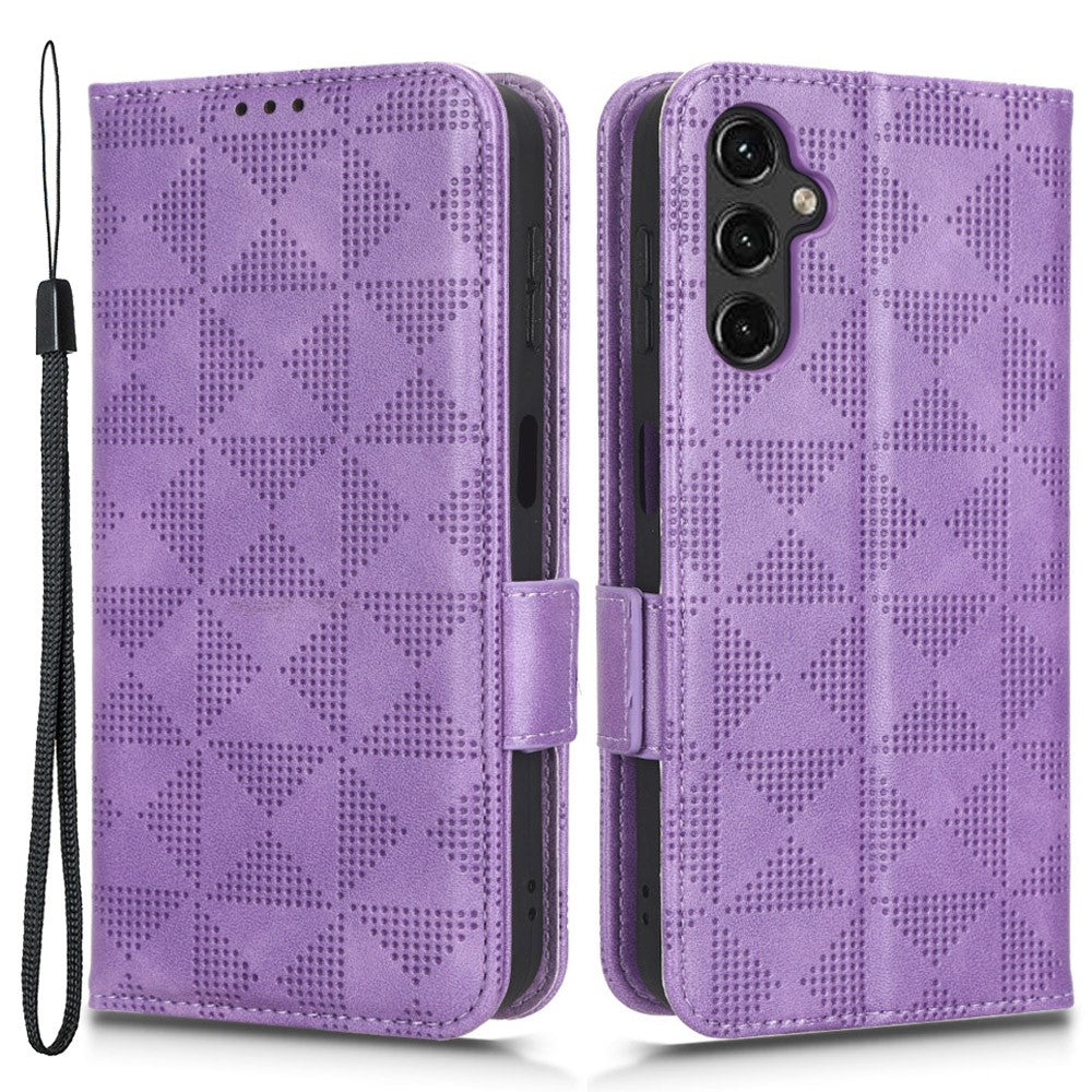 For Samsung Galaxy A24 4G (162.1 x 77.6 x 8.3mm) Leather Phone Case Imprinted Triangle Anti-Fall Wallet Phone Cover