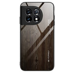 OnePlus 11 5G Trämönster Fallskyddande mobilskal Härdat Glas + TPU Skyddsfodral
