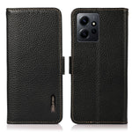 KHAZNEH For Xiaomi Redmi Note 12 4G Genuine Leather Case  RFID Blocking Stand Wallet Phone Cover