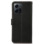 KHAZNEH For Xiaomi Redmi Note 12 4G Genuine Leather Case  RFID Blocking Stand Wallet Phone Cover