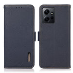 KHAZNEH För Xiaomi Redmi Note 12 4G Äkta Läderfodral RFID-blockerande stativ Plånboksfodral