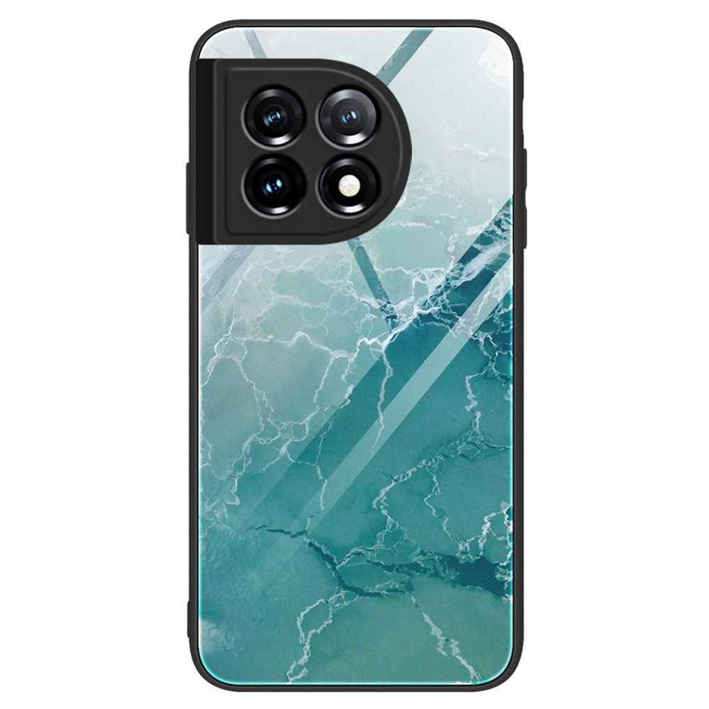 For OnePlus 11 5G Marble Pattern Phone Case Tempered Glass+PC+TPU Anti-drop Phone Cover
