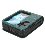 Folding Phone Leather Case for Oppo Find N2 Flip 5G , Dot Pattern Imprinted Card Holder Phone Cover