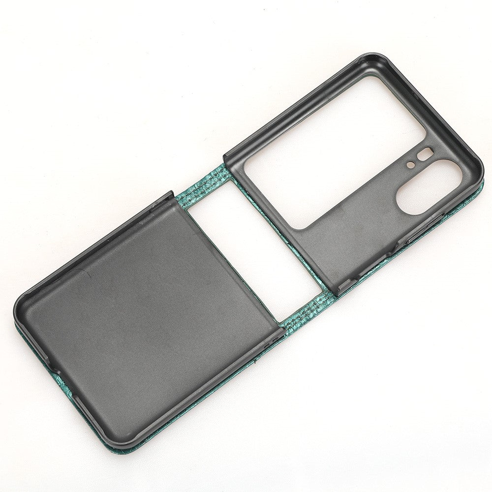Folding Phone Leather Case for Oppo Find N2 Flip 5G , Dot Pattern Imprinted Card Holder Phone Cover