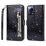 For Xiaomi 13 Lite / Civi 2 5G Glittery Leather Phone Stand Case Zippered Wallet Phone Cover