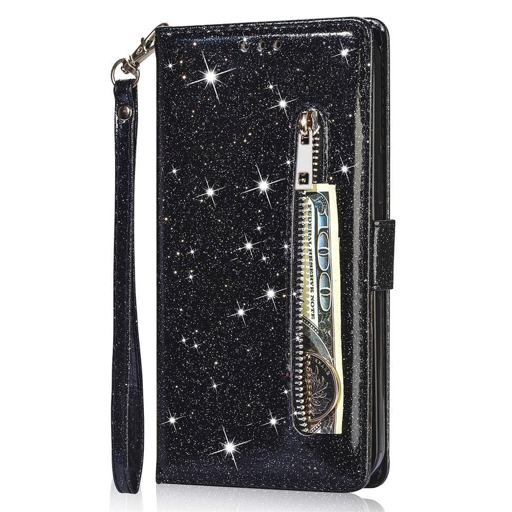 For Xiaomi 13 Lite / Civi 2 5G Glittery Leather Phone Stand Case Zippered Wallet Phone Cover