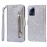 For Xiaomi 13 Lite / Civi 2 5G Glittery Leather Phone Stand Case Zippered Wallet Phone Cover
